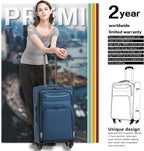 Luggage 3 Piece Set Suitcase Spinner Softshell lightweight (blue+sliver)