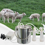 goat milking machine,pulsation vacuum electric milker,portable automatic breast pump with 2 teat cups stainless steel bucket for goats(3l)