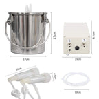 goat milking machine,pulsation vacuum electric milker,portable automatic breast pump with 2 teat cups stainless steel bucket for goats(3l)
