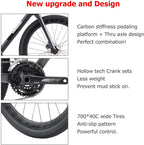 KOOTU Carbon Gravel Bike, 700C Carbon Fiber Gravel Road Bicycle Disc Brake with 40c Tires Road Bike 22 Speeds