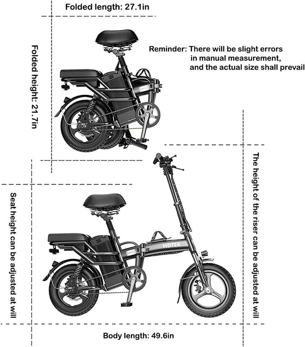 [US Stock] 350W Adults Folding Electric Bike 14inch, e Bike Electric Bicycle for Adults &amp; Teen, 48V 10Ah, Ultra Load Bearing 550lbs
