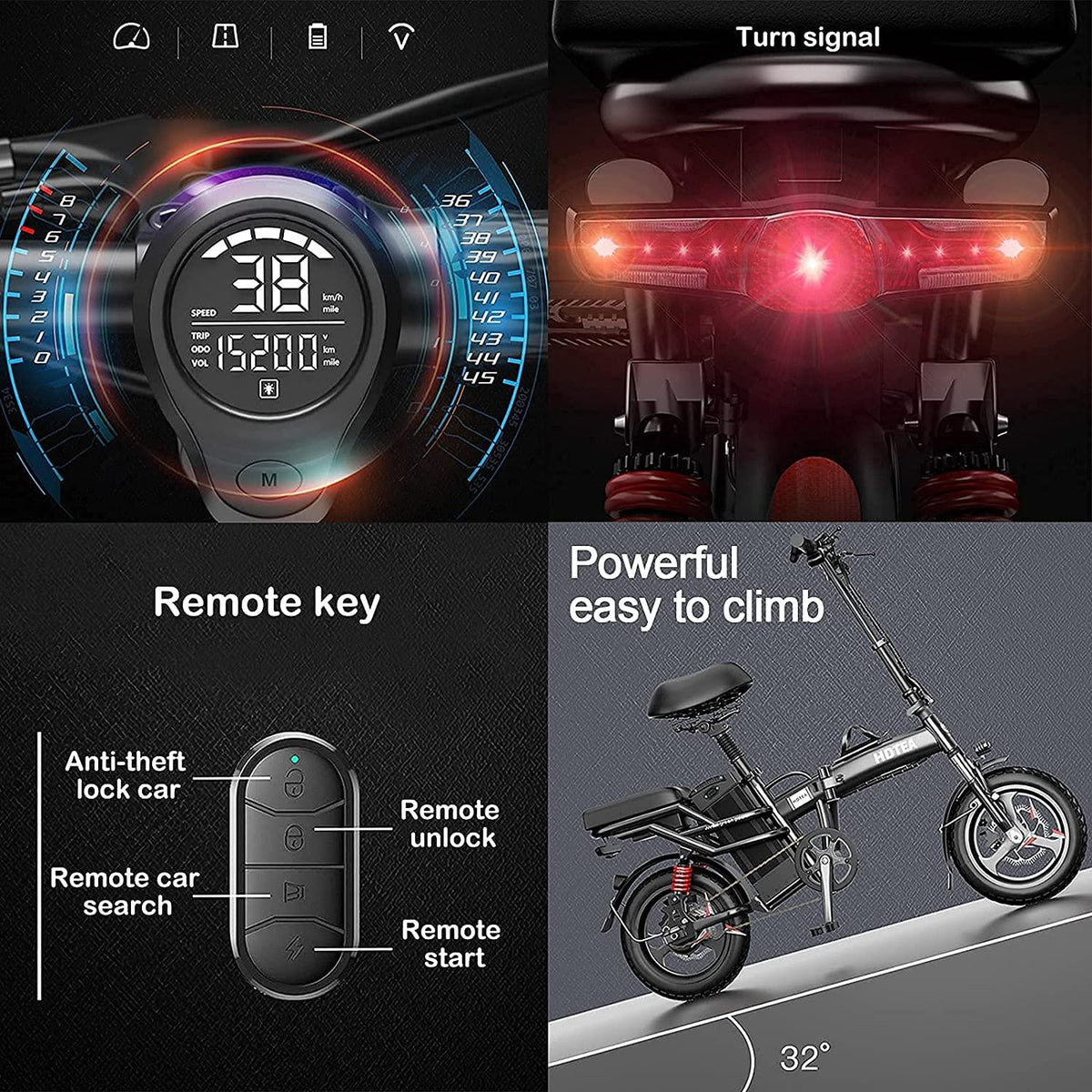 [US Stock] 350W Adults Folding Electric Bike 14inch, e Bike Electric Bicycle for Adults &amp; Teen, 48V 10Ah, Ultra Load Bearing 550lbs