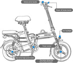 [US Stock] 350W Adults Folding Electric Bike 14inch, e Bike Electric Bicycle for Adults &amp; Teen, 48V 10Ah, Ultra Load Bearing 550lbs