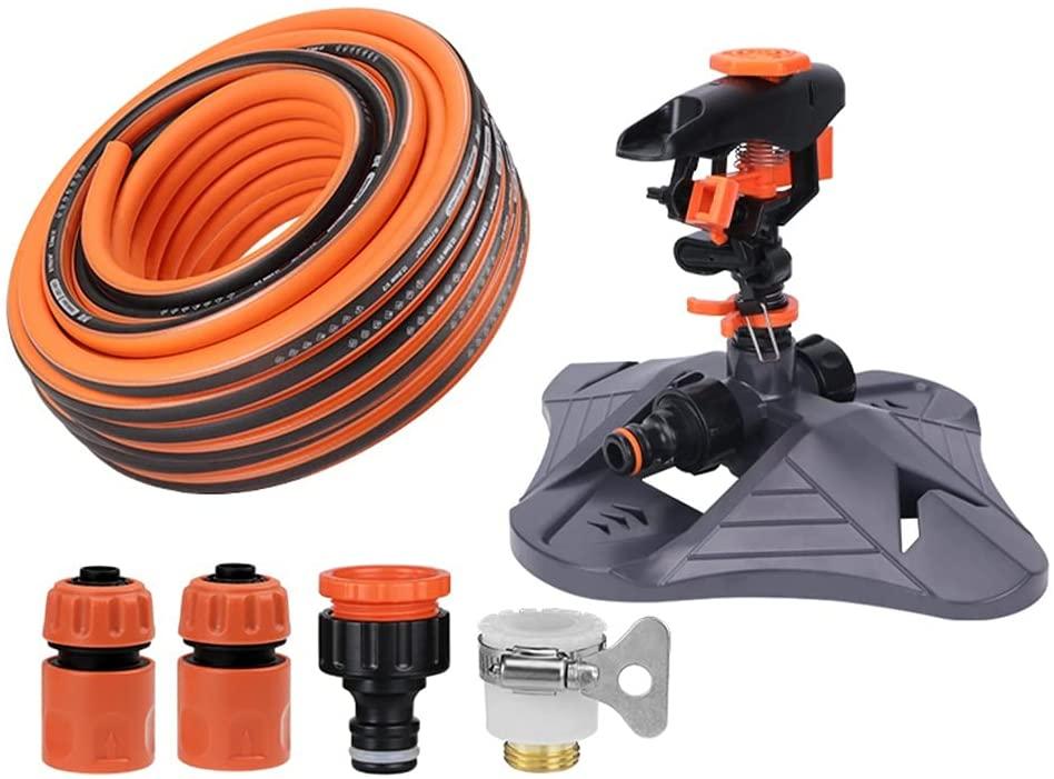 BBGS 360°Rotating Garden Sprinkler, Automatic Lawn Sprinkler Watering Sprayer, Adjustable Cover Large Area Irrigation System for Watering Plants or Outdoor Play (Color : with hose-25m)