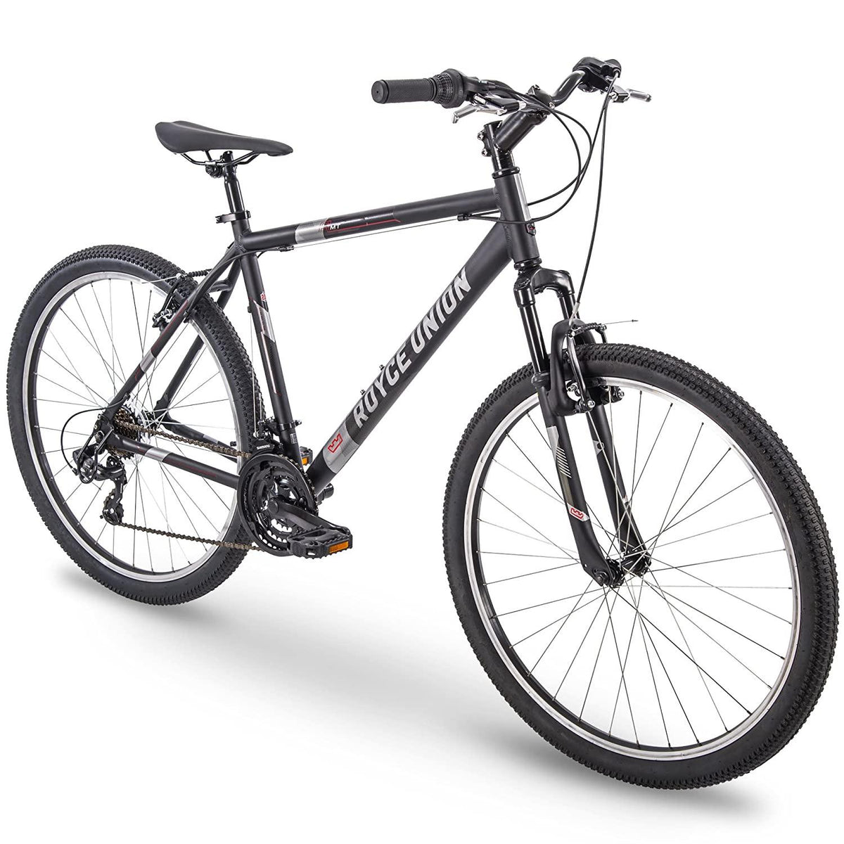 27.5" Royce Union RMT Mens 21-Speed All-Terrain Mountain Bike, 22" Aluminum Frame, Twist Shift, Matte Black