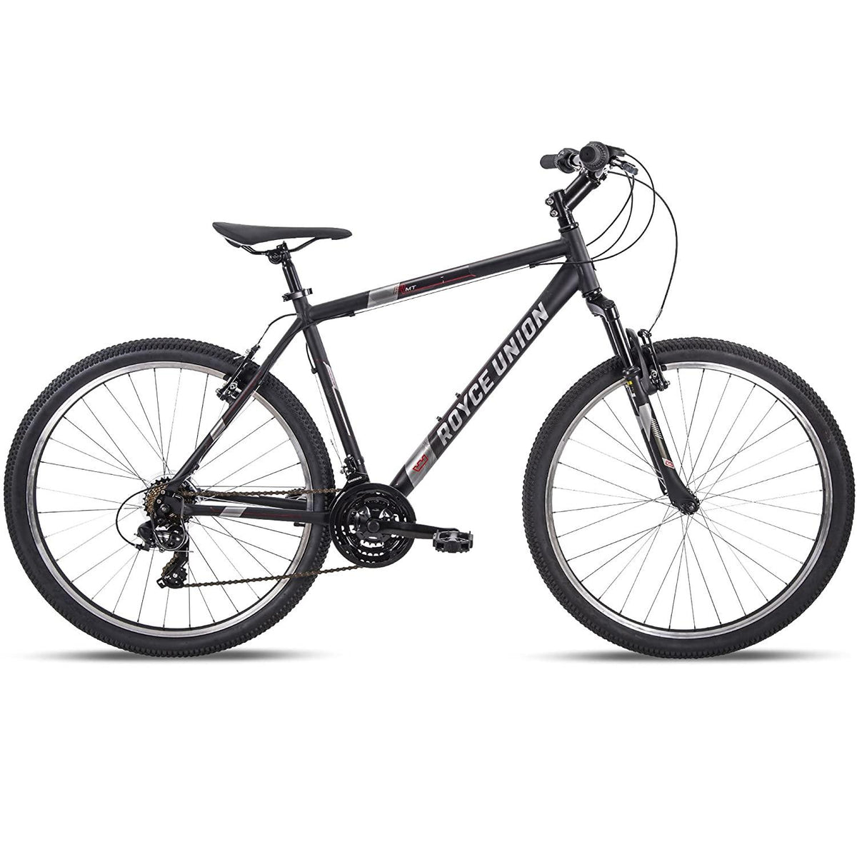 27.5" Royce Union RMT Mens 21-Speed All-Terrain Mountain Bike, 22" Aluminum Frame, Twist Shift, Matte Black