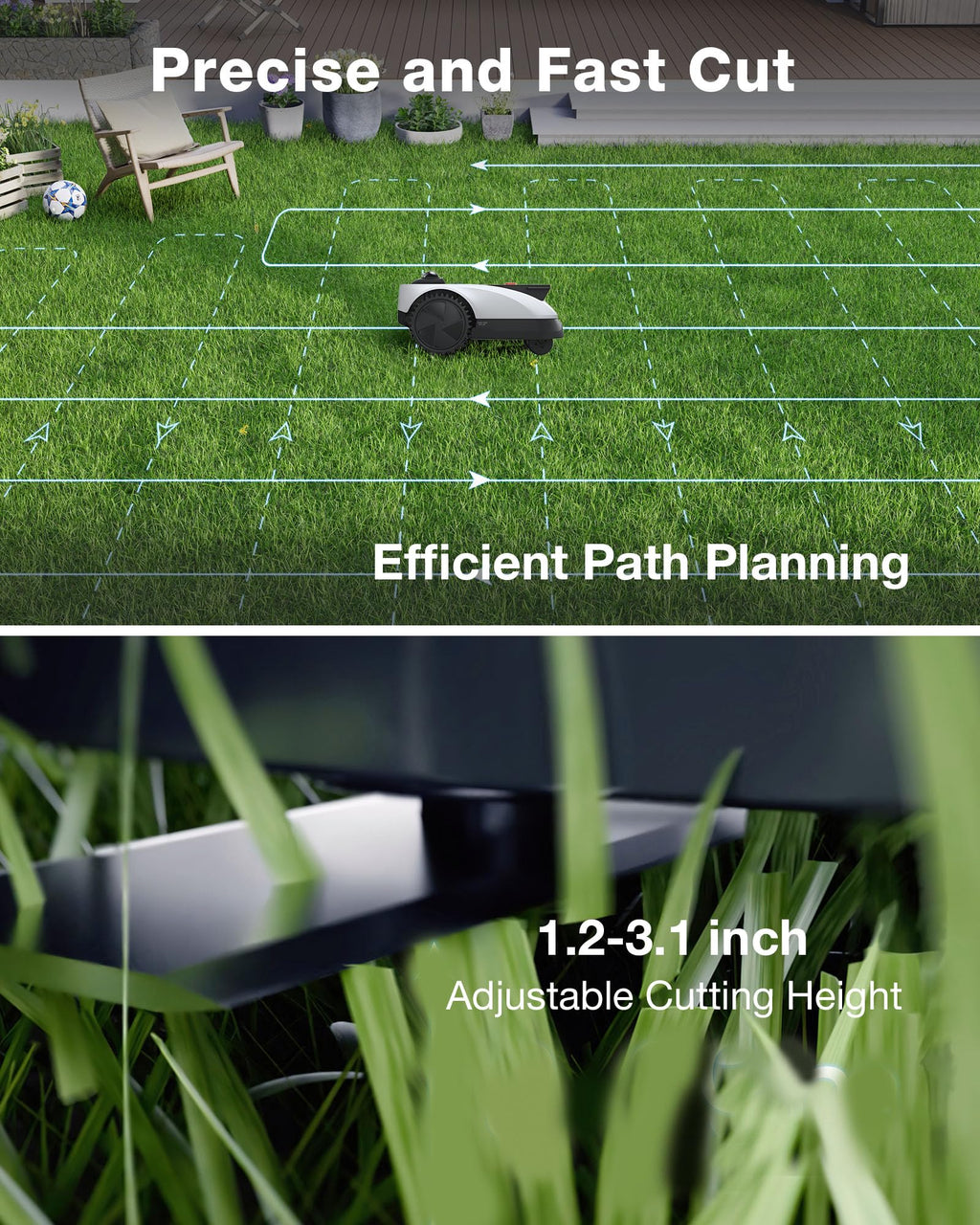 Goat O1000 LiDAR PRO Robot Lawn Mower, Wire-Robotic Lawn Mower with Dual-LiDAR Navigation, -in EdTrimming, AI Obstacle Avoidance, App Control, for Lawns Up to 1/4 Acre