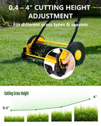 14" Hand Push Lawn Mower, 5-Blade Push Reel Lawn Mower with Adjustable Cutting Height, Quiet Eco-Friendly Manual Lawnmower for Home Garden