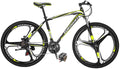 Mountain Bikes X1 27.5 Inches 3 Spoke Wheel 21 Speed Dual Disc Brake Bicycle Blackyellow