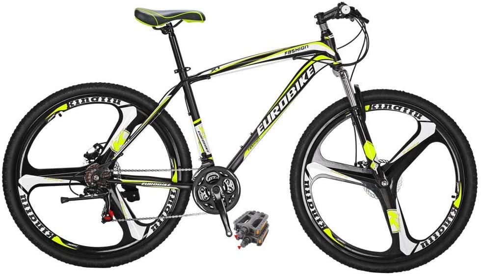 Mountain Bikes X1 27.5 Inches 3 Spoke Wheel 21 Speed Dual Disc Brake Bicycle Blackyellow
