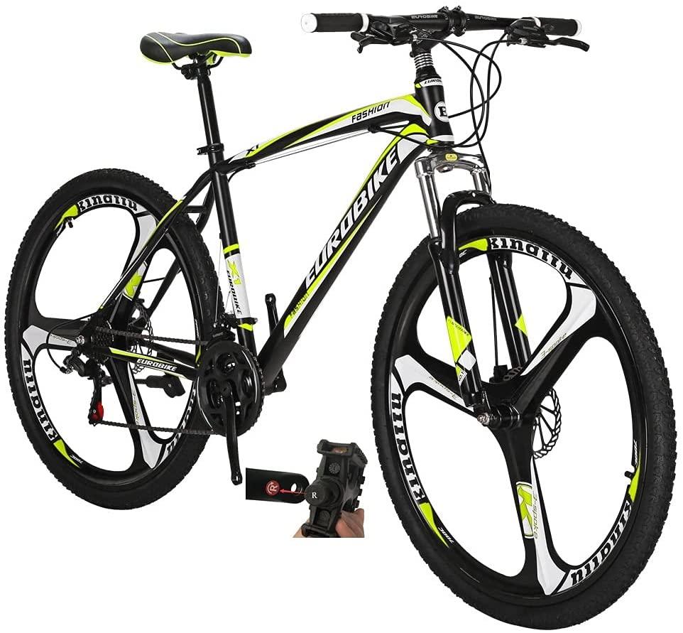 Mountain Bikes X1 27.5 Inches 3 Spoke Wheel 21 Speed Dual Disc Brake Bicycle Blackyellow