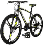 Mountain Bikes X1 27.5 Inches 3 Spoke Wheel 21 Speed Dual Disc Brake Bicycle Blackyellow