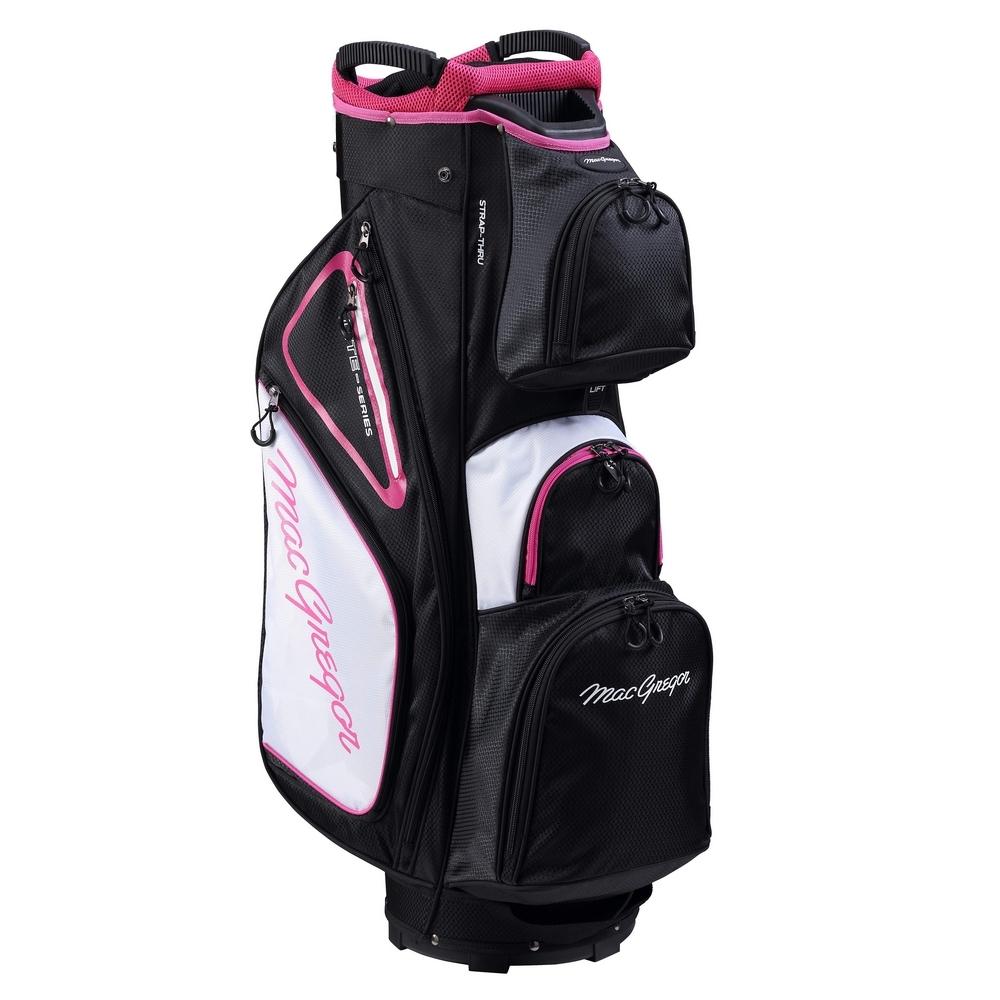 MacGregor Golf VIP Deluxe 14-Way Ladies Cart Bag, 9.5" Top, Black/White/Pink
