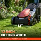 13 Inch Electric Lawn Mower, 2×20V Brushless Mower with 5-Position Height Adjustment, Cordless Push Lawn Mower, 2×5.0Ah Batteries &amp; Charger Included