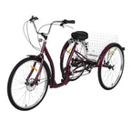 Adult Tricycle Three Wheel Cruiser Bike 6 Speeds 26-Inch Wheel Cargo Basket