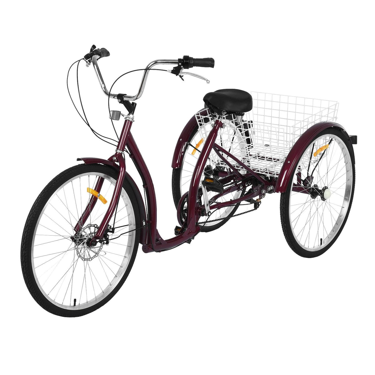 Adult Tricycle Three Wheel Cruiser Bike 6 Speeds 26-Inch Wheel Cargo Basket