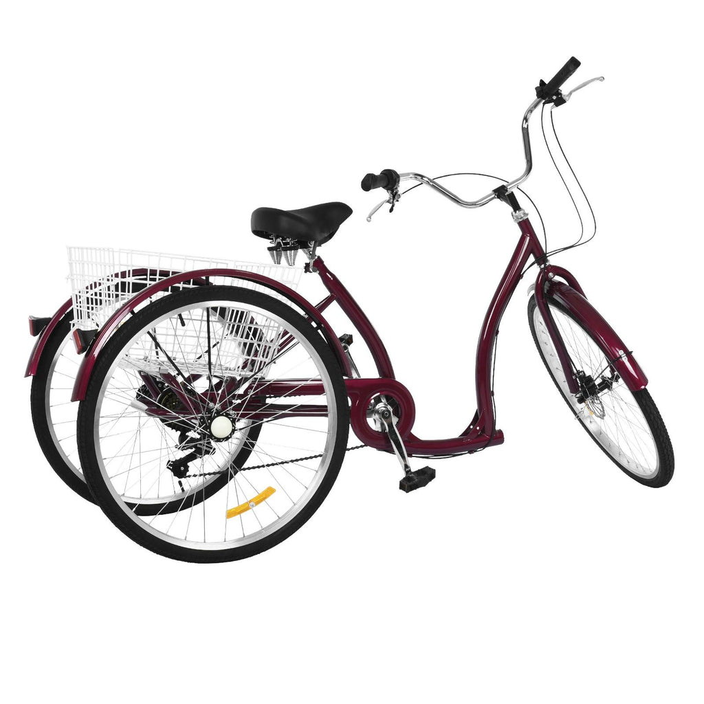 Adult Tricycle Three Wheel Cruiser Bike 6 Speeds 26-Inch Wheel Cargo Basket