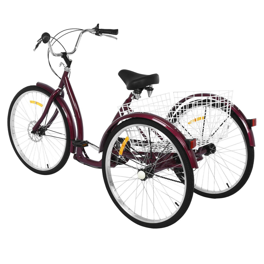 Adult Tricycle Three Wheel Cruiser Bike 6 Speeds 26-Inch Wheel Cargo Basket
