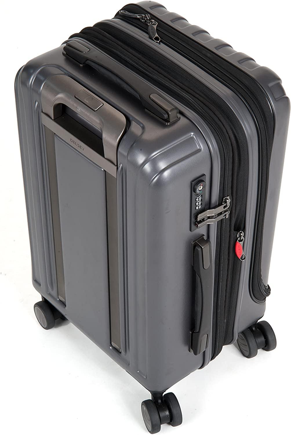 Titanium Hardside Expandable Luggage with Spinner Wheels, Black Cherry Red, Checked-Medium 25 Inch