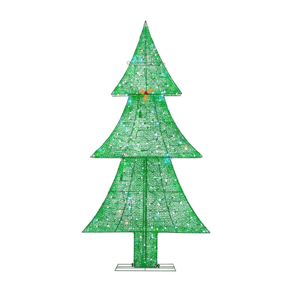 7 ft LED 2D Green Christmas Tree Holiday Yard Decoration