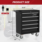 5 Drawers Rolling Tool Chest with Wheels, Portable Rolling Tool Boxes with Wheels, Tool Box StoraCabinet with LocSystem for Gara(Black, 5 Drawers)