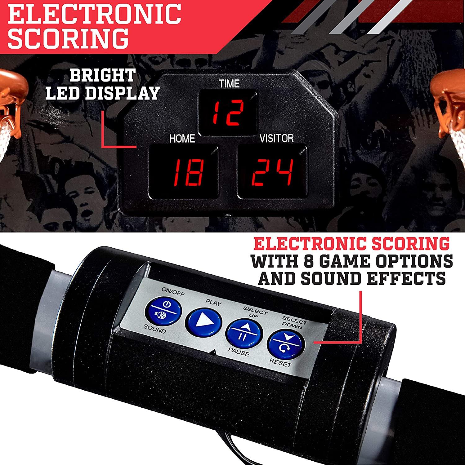 ESPN EZ Fold Indoor Basketball Game for 2 Players with LED Scoring and Arcade Sounds (6-Piece Set)