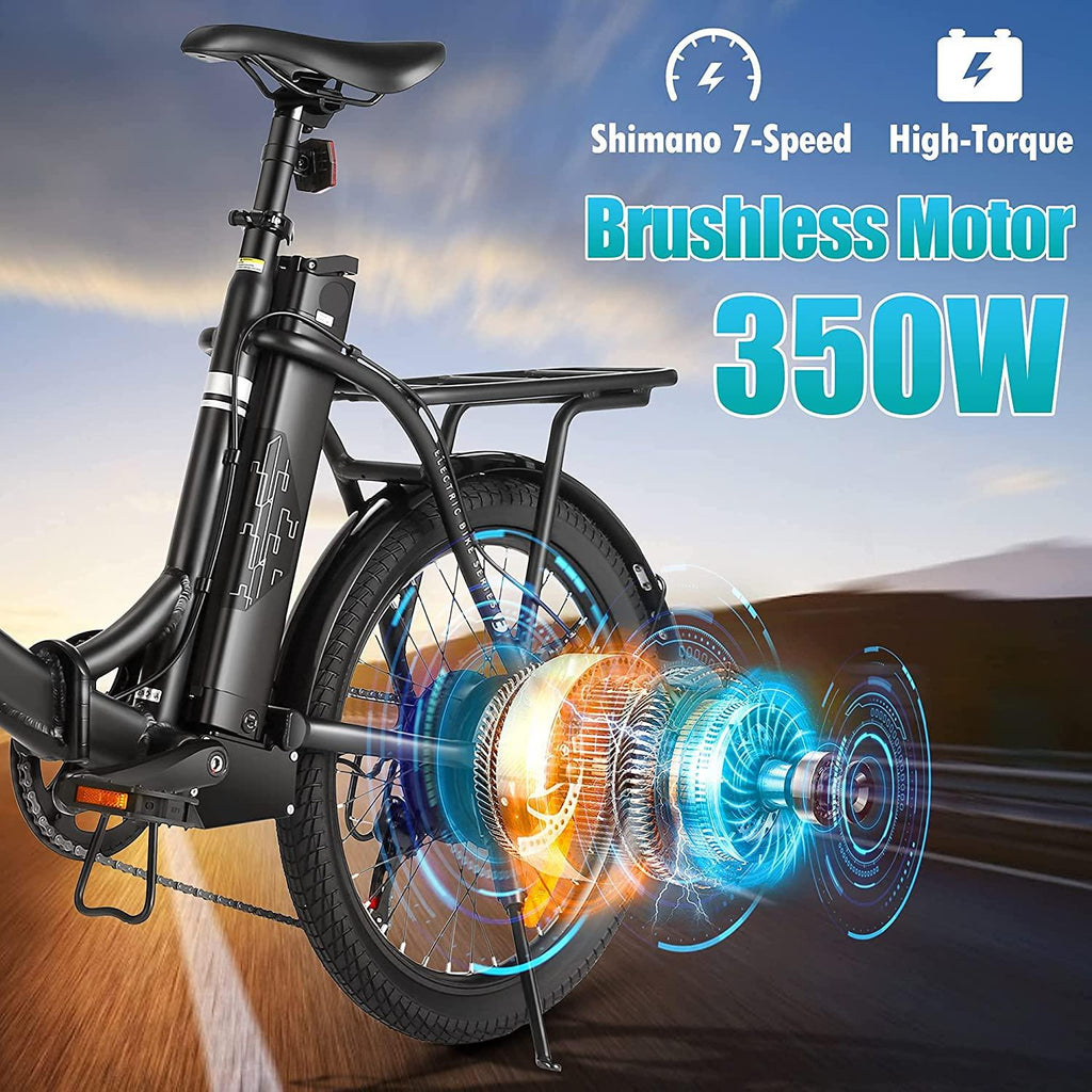 20 In. Folding Electric Mountain Bike Electric Bicycle with Super Lightweight Magnesium Alloy Wheel, LarCapacity Removable Lithium-Ion Battery (36V 350W)