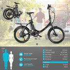 20 In. Folding Electric Mountain Bike Electric Bicycle with Super Lightweight Magnesium Alloy Wheel, LarCapacity Removable Lithium-Ion Battery (36V 350W)