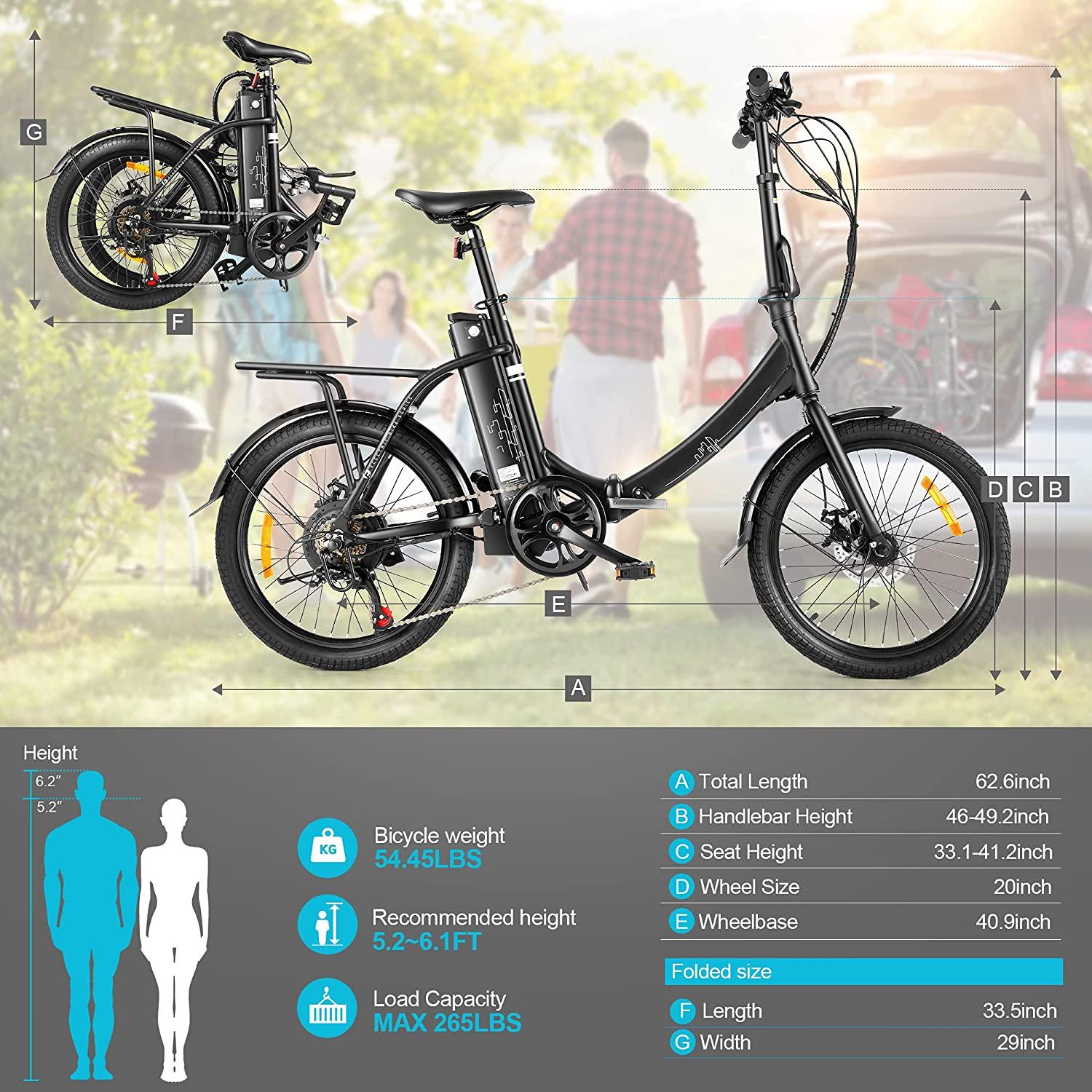 20 In. Folding Electric Mountain Bike Electric Bicycle with Super Lightweight Magnesium Alloy Wheel, LarCapacity Removable Lithium-Ion Battery (36V 350W)