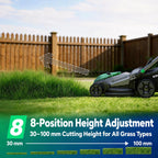 21" Cordless Lawn Mower, 40V Electric Mower with 2×8.0Ah Batteries &amp; Charger, 8-Position Height Adjustment, 60L Grass Bag, 3-in-1 Mulching, Bagging &amp; Rear Discharfor Medium, LarYards