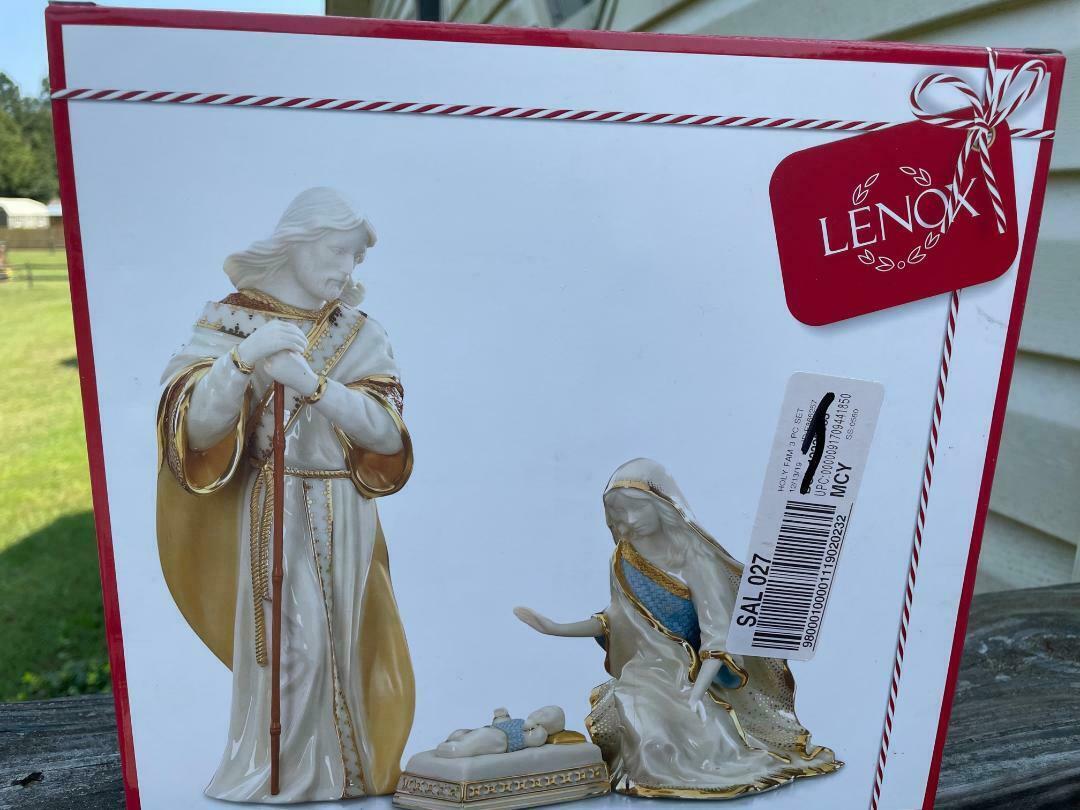Lenox First Blessing Porcelain 3-Pc Hand-Painted Nativity Set, Holy Family NEW
