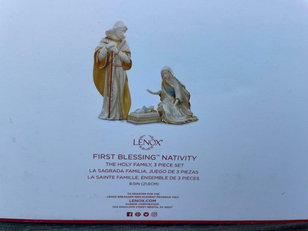 Lenox First Blessing Porcelain 3-Pc Hand-Painted Nativity Set, Holy Family NEW