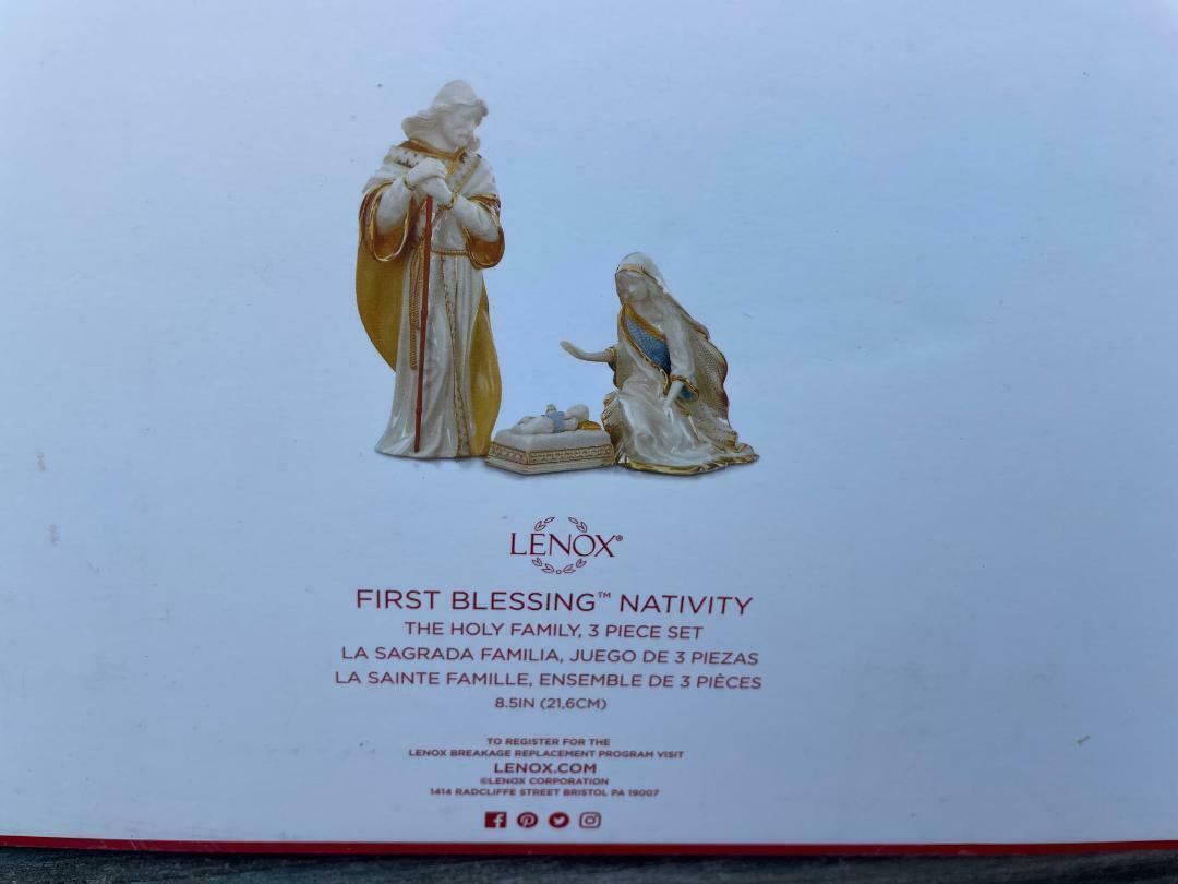 Lenox First Blessing Porcelain 3-Pc Hand-Painted Nativity Set, Holy Family NEW
