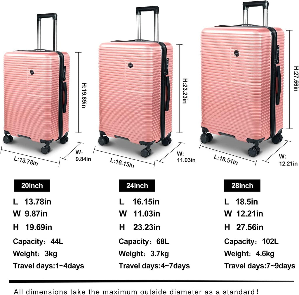 Luggage Sets Expandable 3 Piece Luggage Set(20in,24in,28in)Hardside Suitcase with TSA Lock Spinner