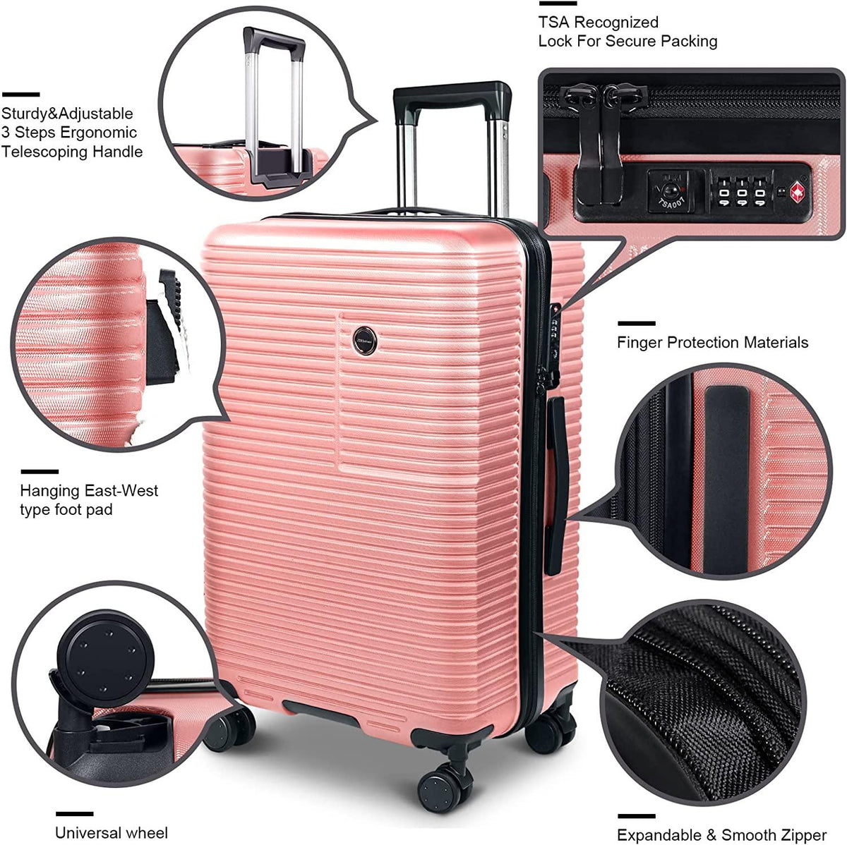 Luggage Sets Expandable 3 Piece Luggage Set(20in,24in,28in)Hardside Suitcase with TSA Lock Spinner