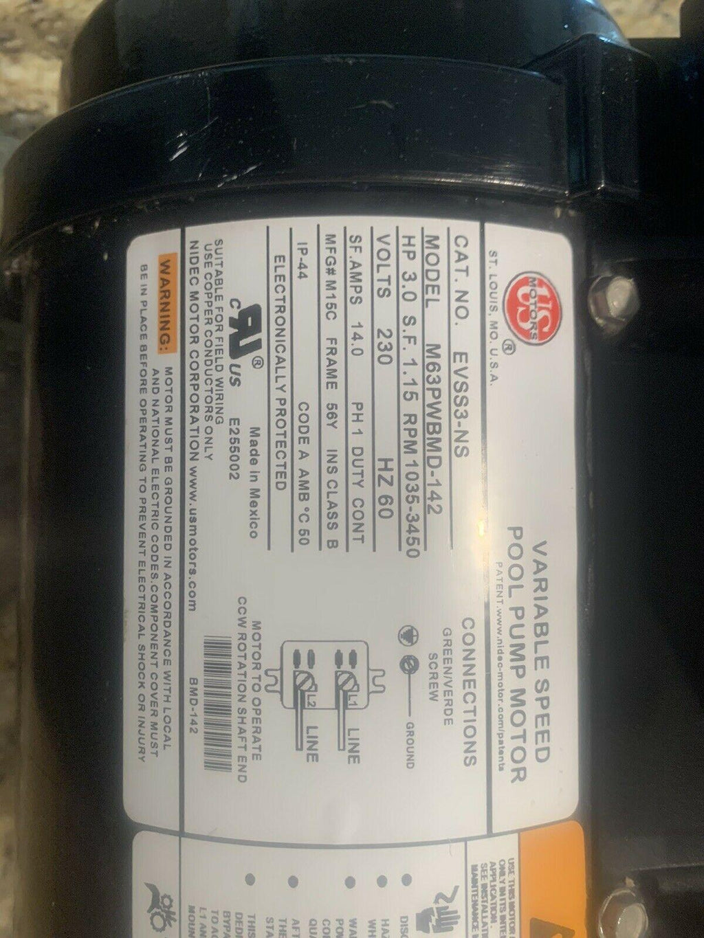 3hp variable speed 230v pool pump evss3-ns