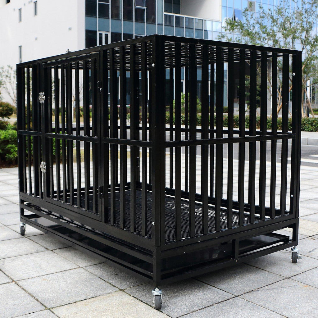 Bestmart INC Heavy Duty Dog CaSquare Tube Crate Kennel Metal Pet Playpen Portable w/Tray New