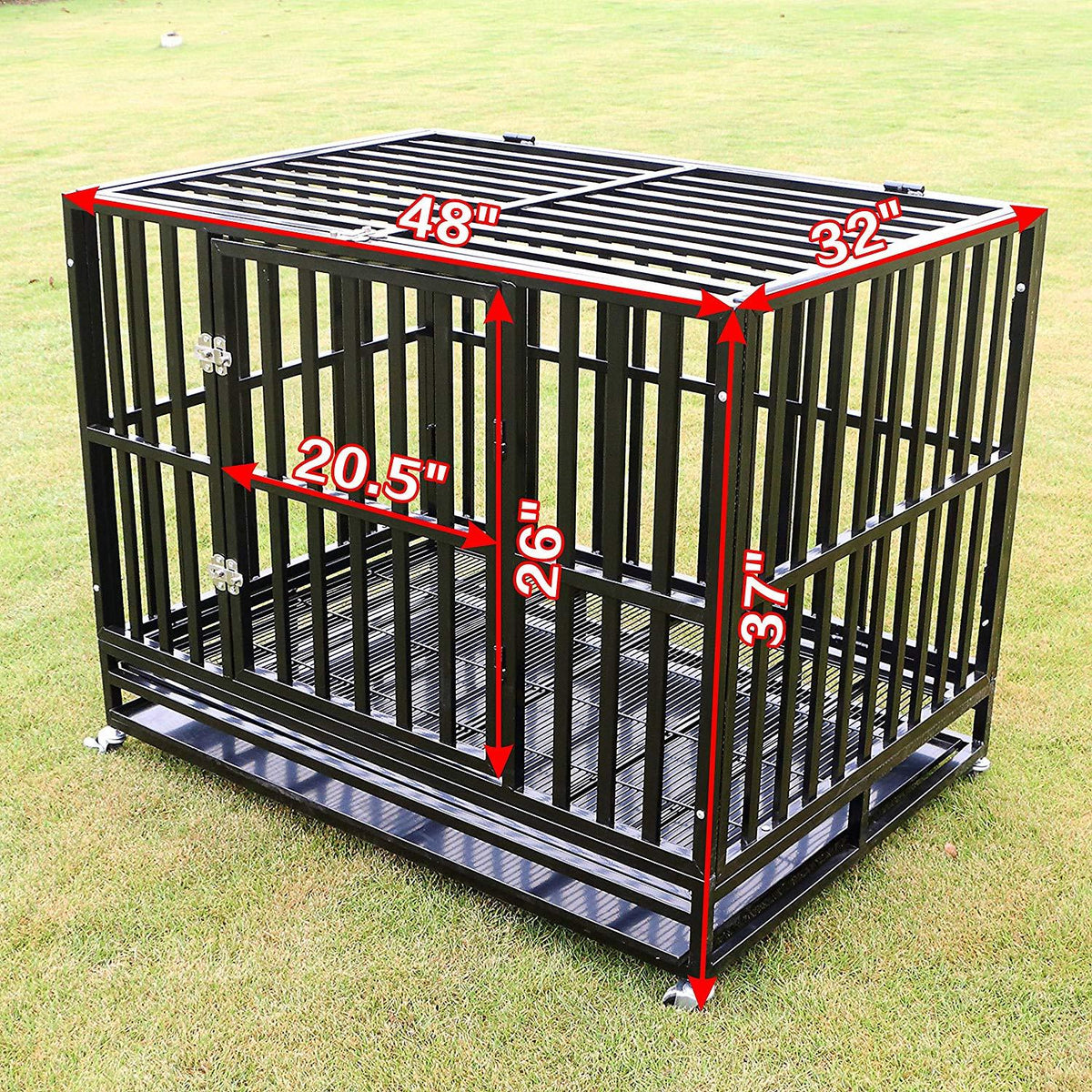 Bestmart INC Heavy Duty Dog CaSquare Tube Crate Kennel Metal Pet Playpen Portable w/Tray New
