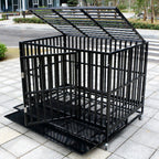 Bestmart INC Heavy Duty Dog CaSquare Tube Crate Kennel Metal Pet Playpen Portable w/Tray New
