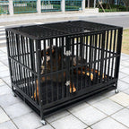 Bestmart INC Heavy Duty Dog CaSquare Tube Crate Kennel Metal Pet Playpen Portable w/Tray New
