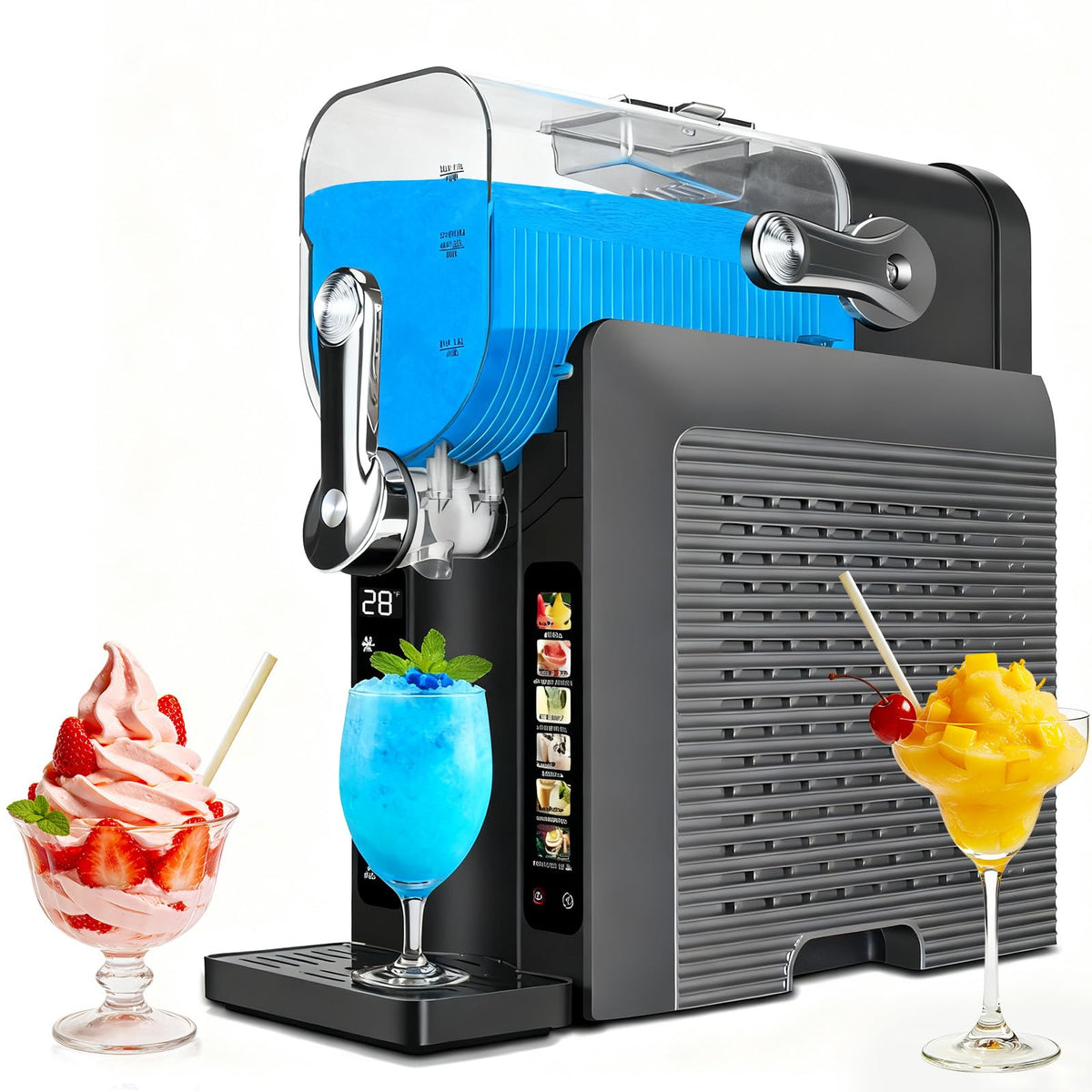 Slushie Machine for Home - 88oz Frozen Drink Maker Slushy Machine, 2-In-1 Soft Ice Cream Maker, 6 Preset Programs| Slushie, Cocktails, Frappés, Ice Cream, Smoothies, Milkshakes (Screen Version）