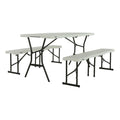 3-Piece Pearl Fold-in-Half Folding Picnic Table Bench Set