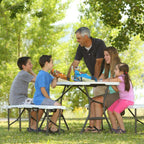 3-Piece Pearl Fold-in-Half Folding Picnic Table Bench Set