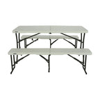 3-Piece Pearl Fold-in-Half Folding Picnic Table Bench Set