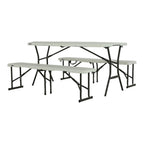 3-Piece Pearl Fold-in-Half Folding Picnic Table Bench Set