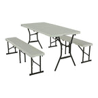 3-Piece Pearl Fold-in-Half Folding Picnic Table Bench Set