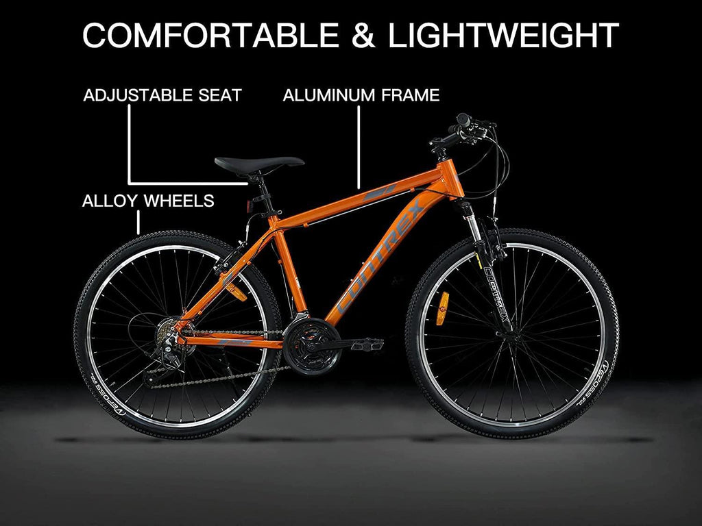 Mountain Bike 26 Inch Wheels 21 Speed Aluminum Frame Trail Bicycle with Suspension, Linear Pull V Brakes,Cycling Sports Bicycle Lightweight for Man&amp;Woman Youth&amp;Adult(Orange)