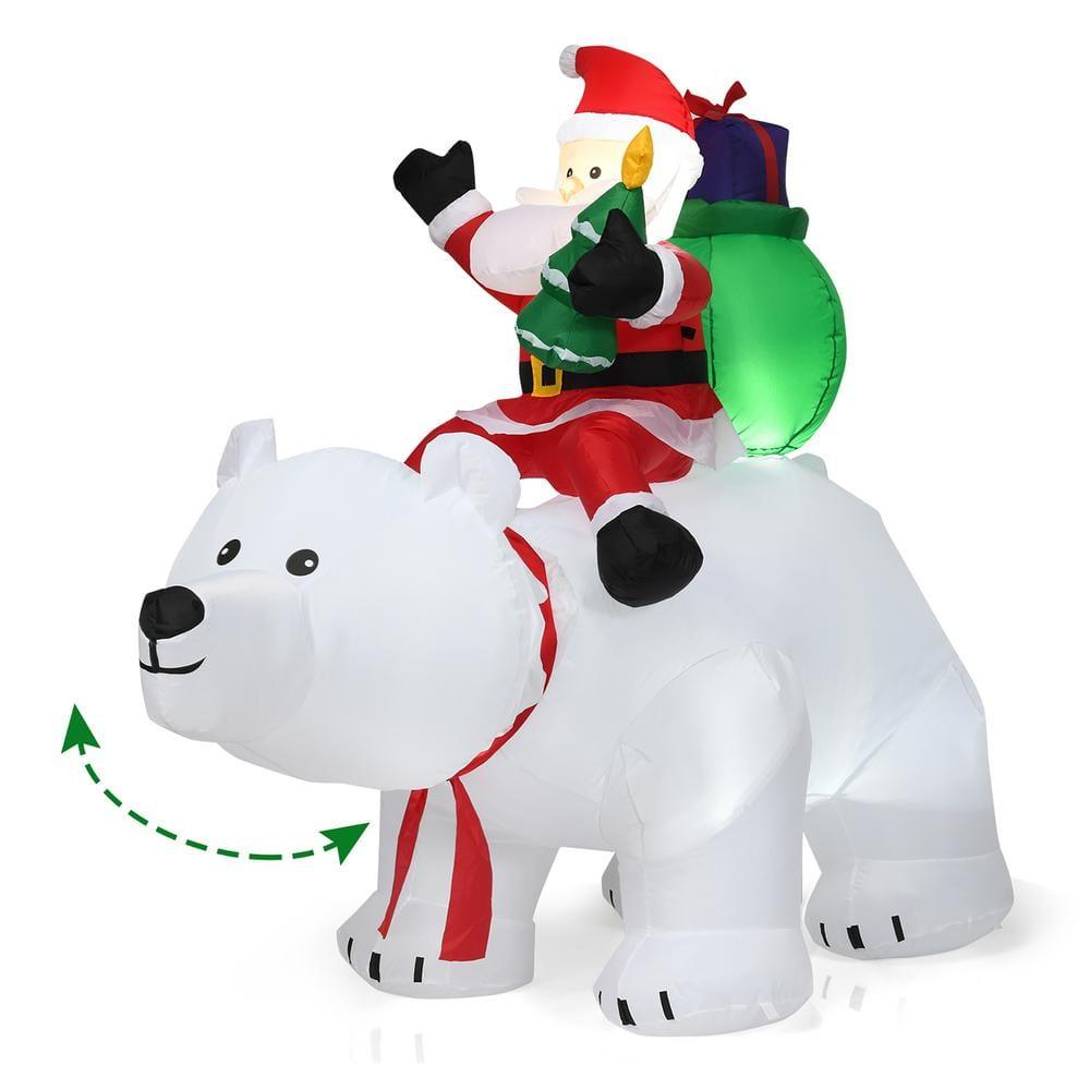 6.5 ft. Pre-Lit LED Lights Christmas Inflatable Santa Riding Polar Bear Christmas Inflatable Shaking Head LED Lights