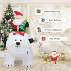 6.5 ft. Pre-Lit LED Lights Christmas Inflatable Santa Riding Polar Bear Christmas Inflatable Shaking Head LED Lights