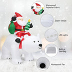 6.5 ft. Pre-Lit LED Lights Christmas Inflatable Santa Riding Polar Bear Christmas Inflatable Shaking Head LED Lights